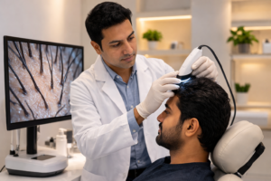 Hair treatment procedure at Keva Hair Care clinic