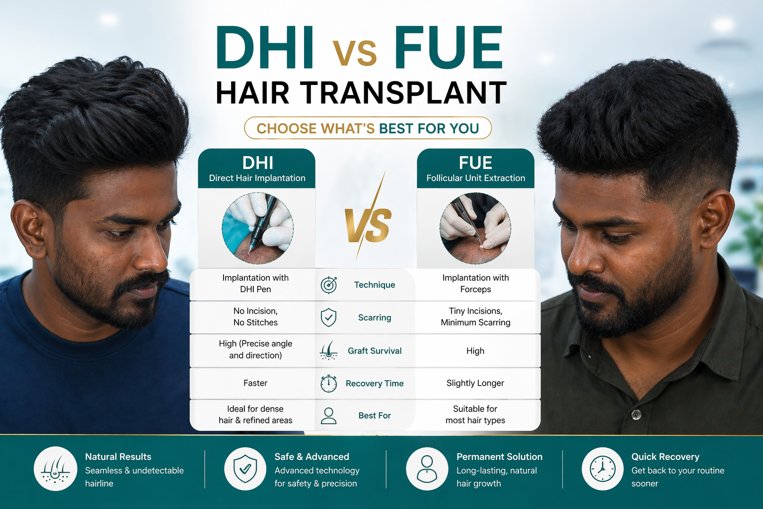 dhi vs fue hair transplant