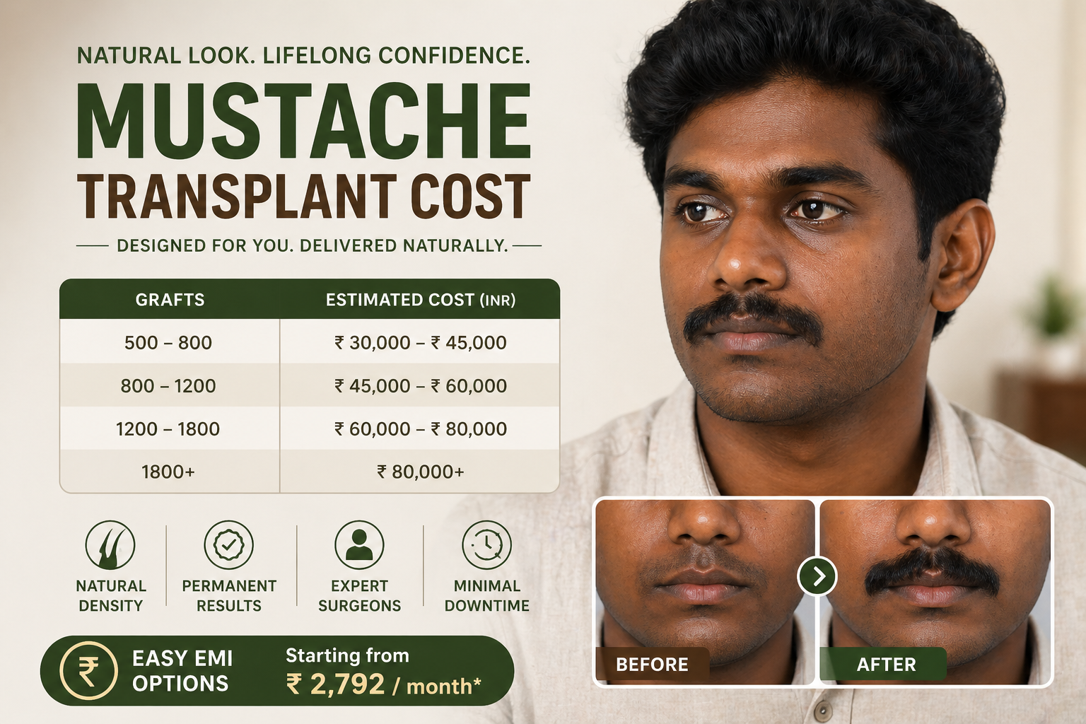 mustache transplant cost
