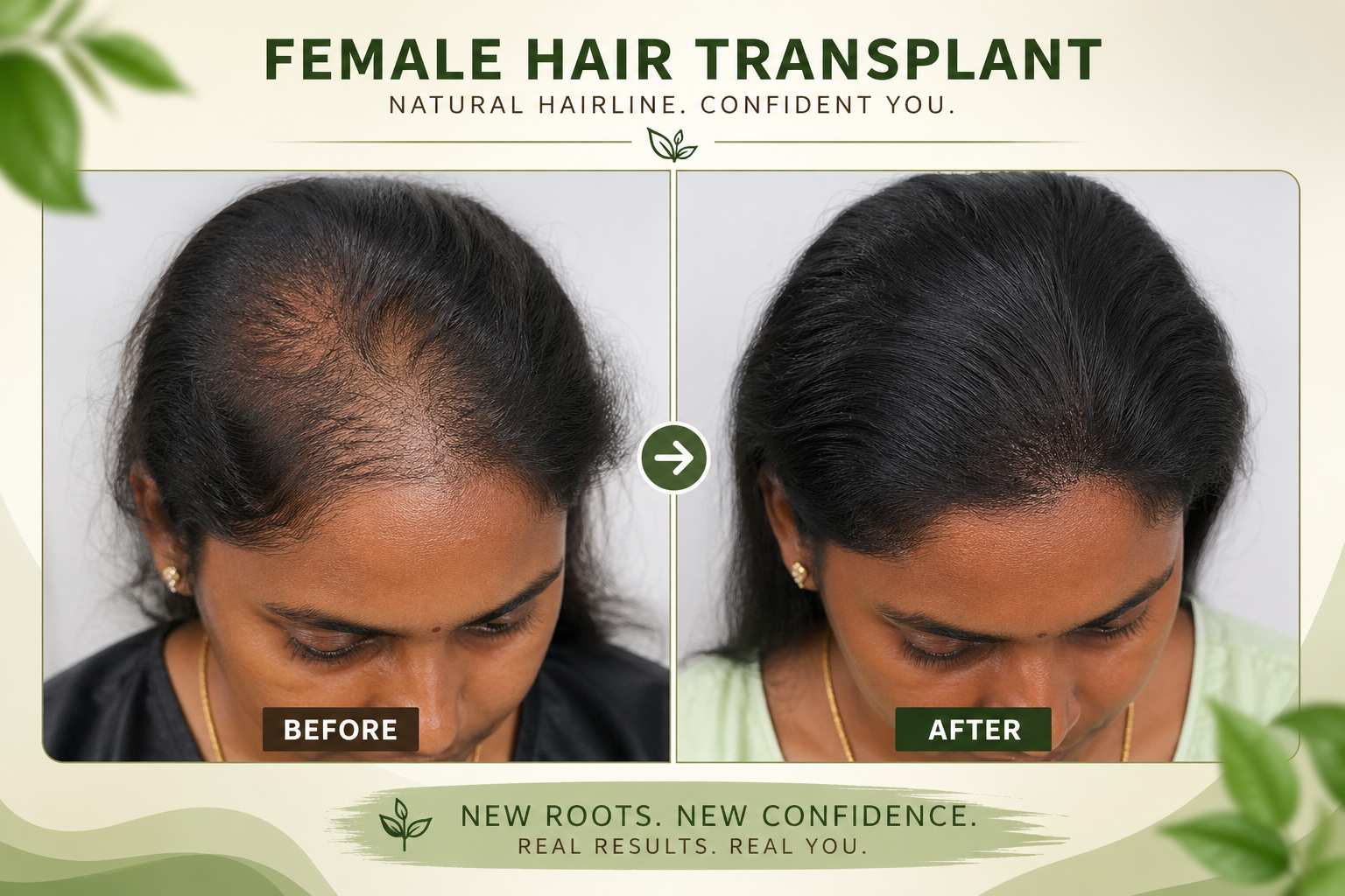 female hair transplant before and after